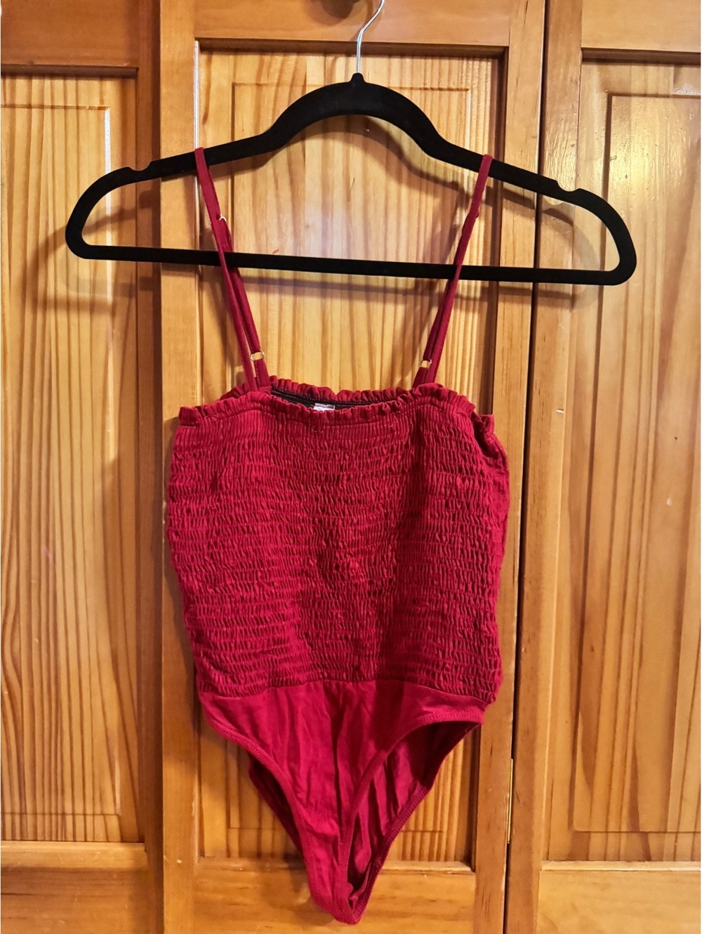 Out From Under burgundy smocked bodysuit
